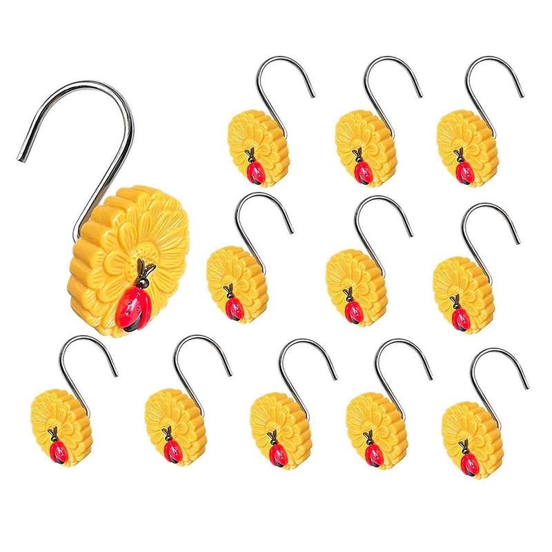 12Pcs Durable Metal Shower Curtain Rings Easy Glide Shower Hooks for Shower Curtain Decorative Showe