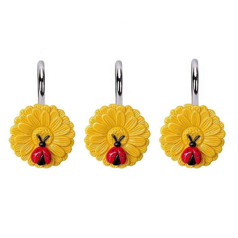 12Pcs Durable Metal Shower Curtain Rings Easy Glide Shower Hooks for Shower Curtain Decorative Showe
