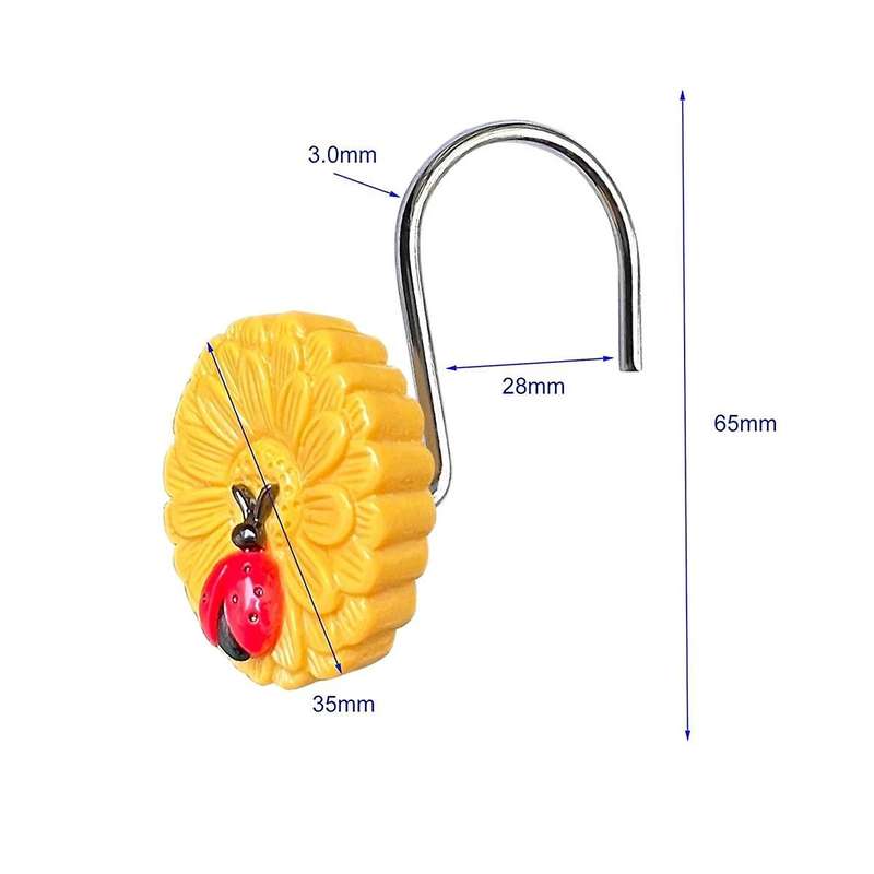 12Pcs Durable Metal Shower Curtain Rings Easy Glide Shower Hooks for Shower Curtain Decorative Showe