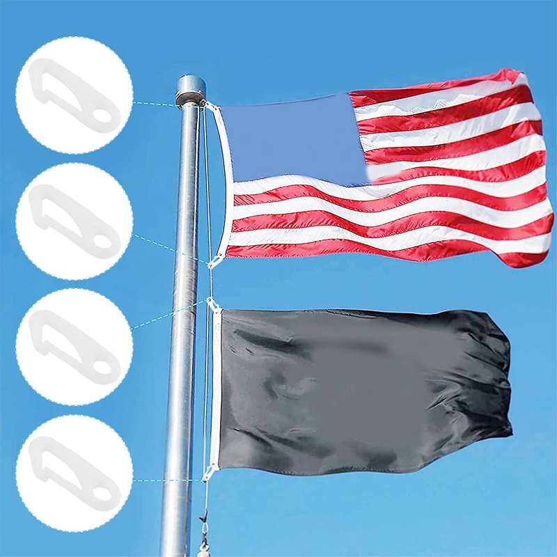 12Pcs Flag Pole Snap Hooks Flag Clips Flag Pole Accessory - Attach Flags Hooks to Halyard Rope and B