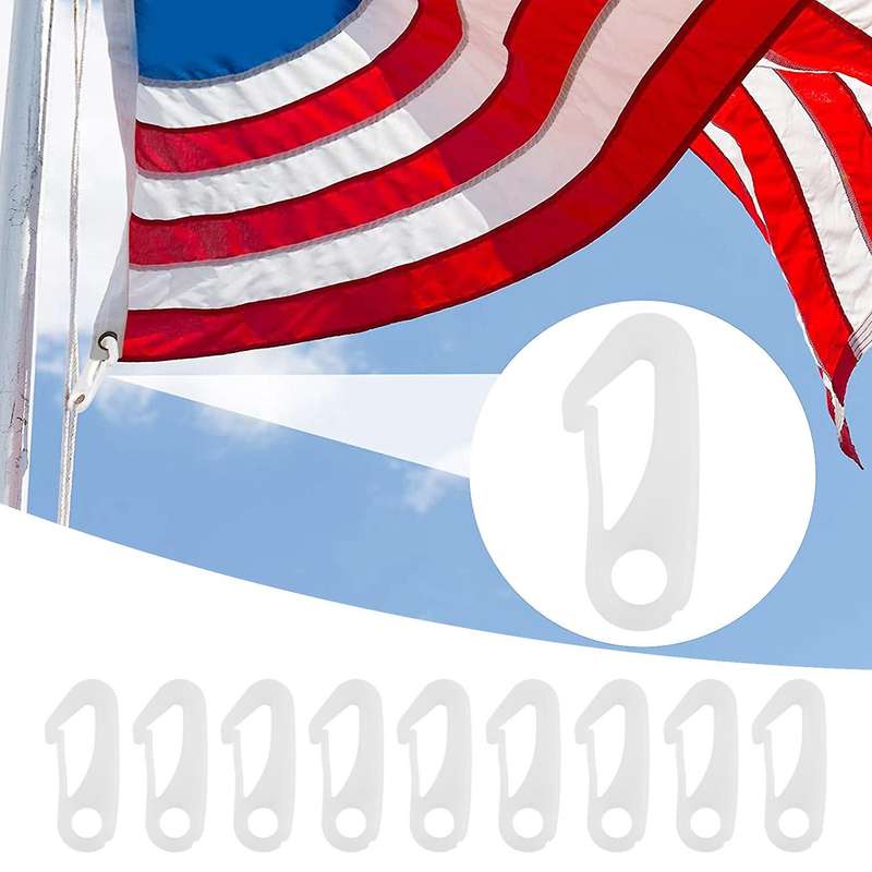12Pcs Flag Pole Snap Hooks Flag Clips Flag Pole Accessory - Attach Flags Hooks to Halyard Rope and B