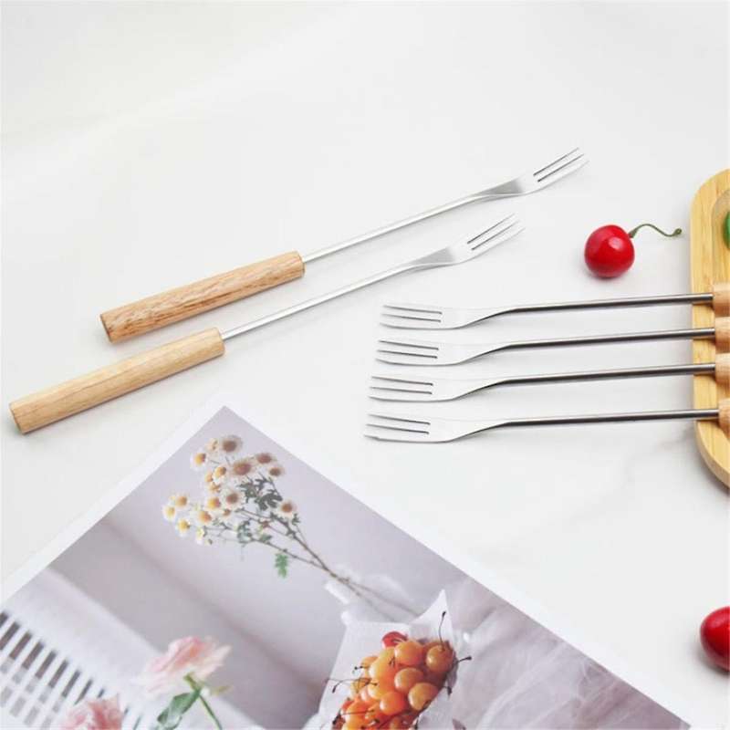 12pcs Fondue Fork Grilling Set Muddler for Cocktails Set Reusable Fruit Forks Bbq Fork Dipping Ice C
