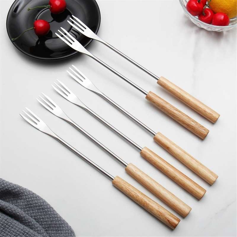 12pcs Fondue Fork Grilling Set Muddler for Cocktails Set Reusable Fruit Forks Bbq Fork Dipping Ice C