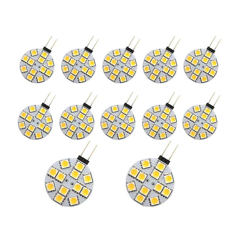 12PCS G4 Puck Lights LED Bulbs Side Pin Round G4 5050 12SMD LED RV Light Home Reading Light, Warm W