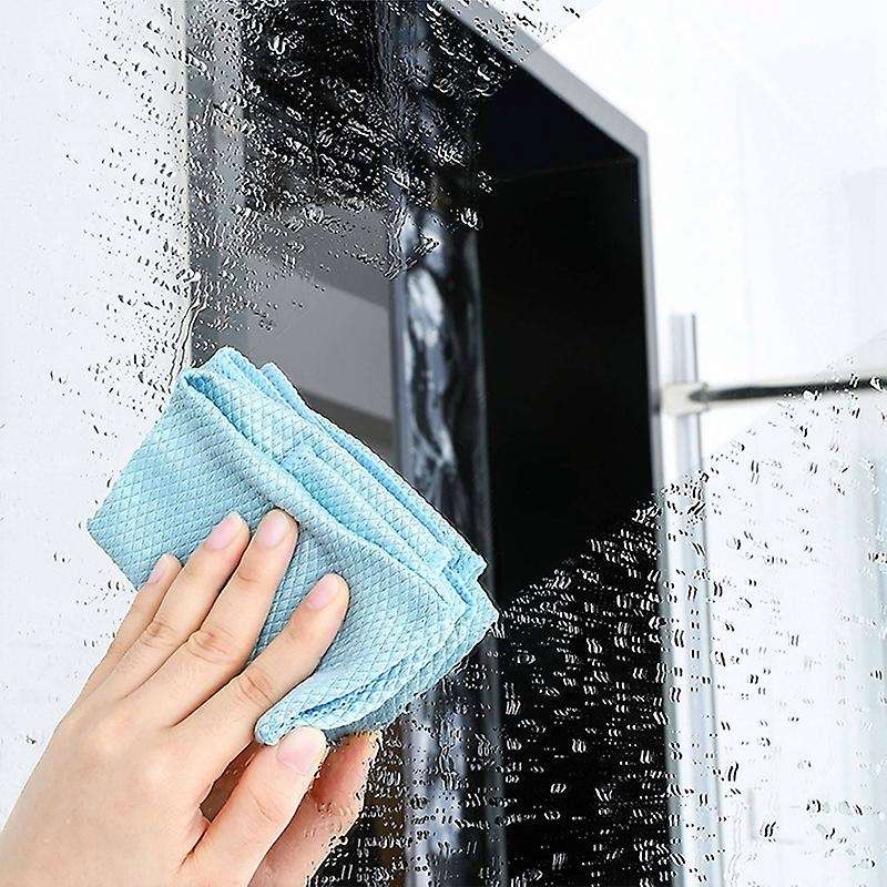 12pcs Glass Cleaning Cloth Dishcloth Lint Free for Windows Kitchen Mirrors Traceless Reusable Fish