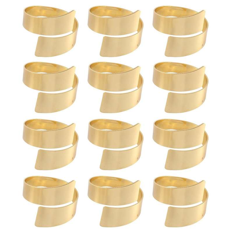 12pcs Gold Metal Table Decor Napkin Ring Holder Spring for Wedding Setting, Easter Dinner, 's Day