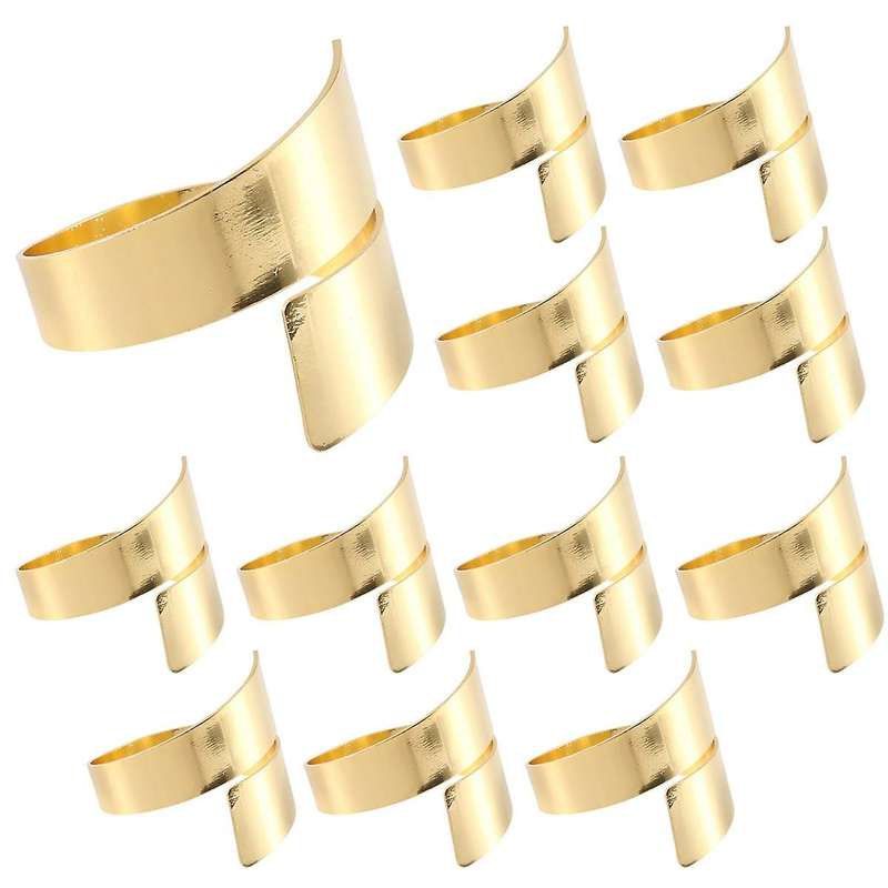 12pcs Gold Metal Table Decor Napkin Ring Holder Spring for Wedding Setting, Easter Dinner, 's Day