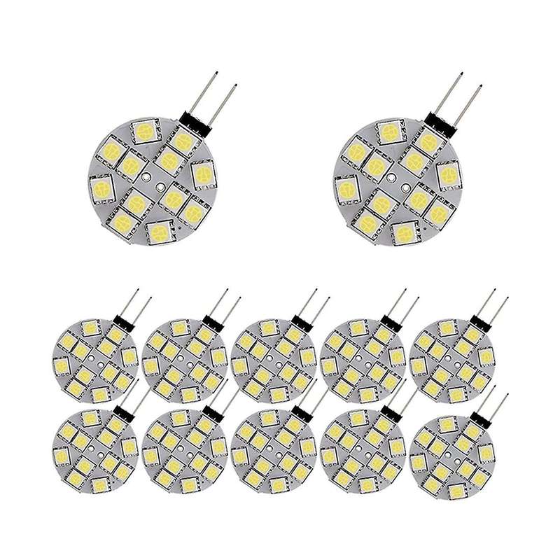 12pcs G4 Lights Led Bulbs Side Pin Base Round G4 5050 12smd Led Rv Light Home Reading Light, White
