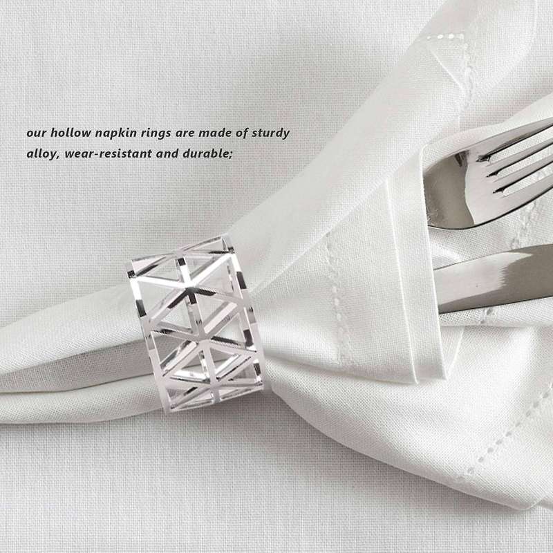12pcs Hollow Out Napkin Rings Holders Napkin Ring Buckle Holder Household Metal Napkin Holder Adorn