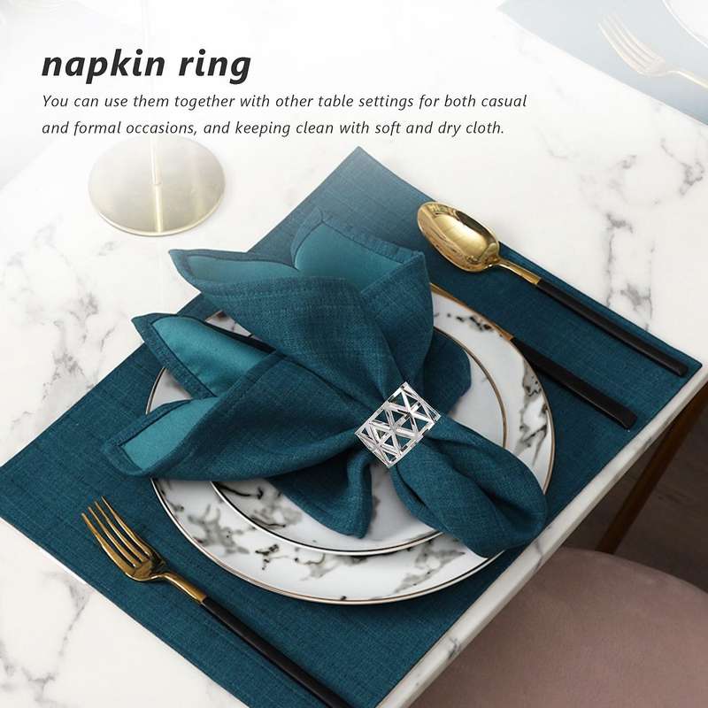 12pcs Hollow Out Napkin Rings Holders Napkin Ring Buckle Holder Household Metal Napkin Holder Adorn