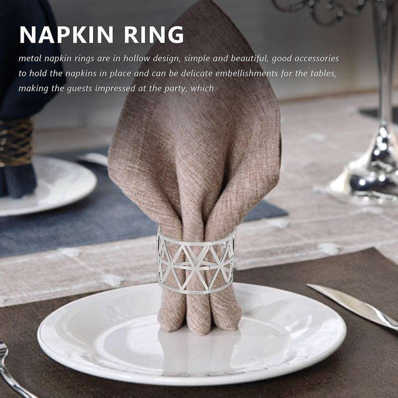 12pcs Hollow Out Napkin Rings Holders Napkin Ring Buckle Holder Household Metal Napkin Holder Adorn