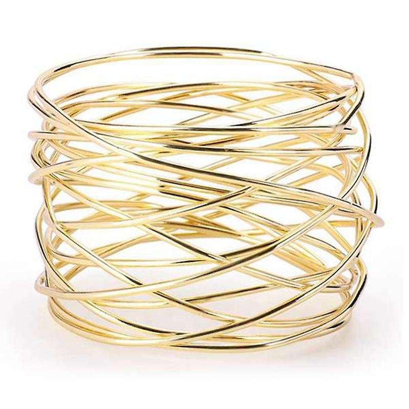 12pcs Hotel Gold Wire Mesh Napkin Ring Mouth Ring Metallic Napkin Buckle Table for Wedding Birthday