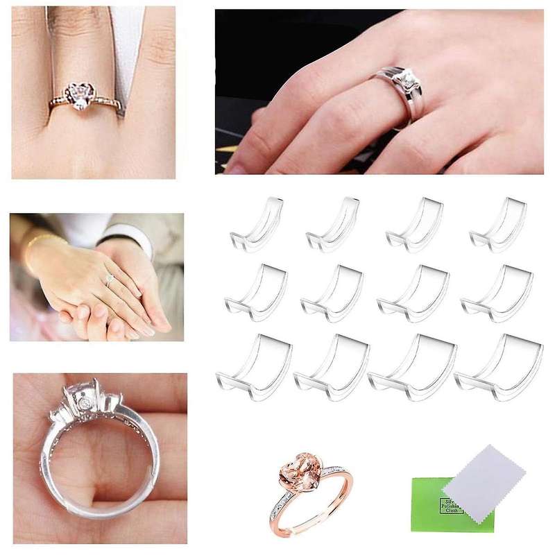 12Pcs Invisible for Loose Rings Ring Adjuster Fit Any Rings Ring Clips to Make Rings Smaller Ring