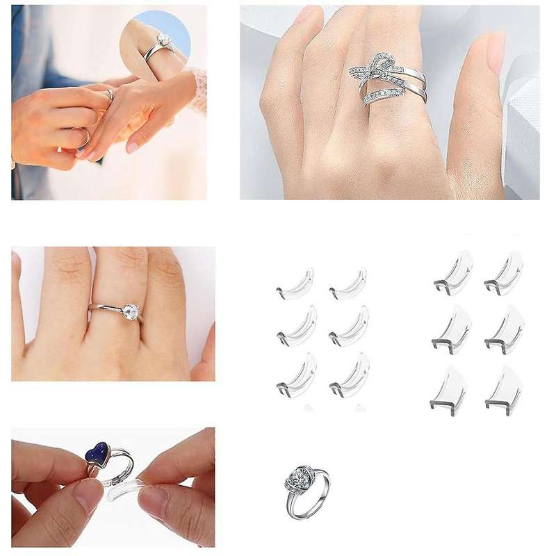 12Pcs Invisible for Loose Rings Ring Adjuster Fit Any Rings Ring Clips to Make Rings Smaller Ring