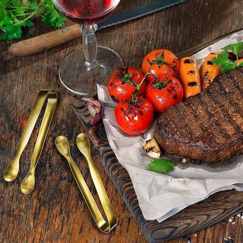 12Pcs Kitchen Tongs, Party Dining Small , Stainless Steel Dinner Tongs, Coffee Bar Cooking Tongs Se
