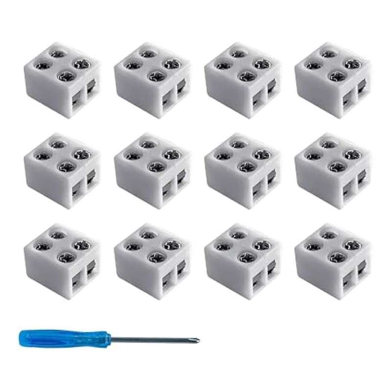 12PCS Led Strip Light Connectors Solderless 2Pin 8mm LED Connectors Strip to Wire for 5-24v Single C