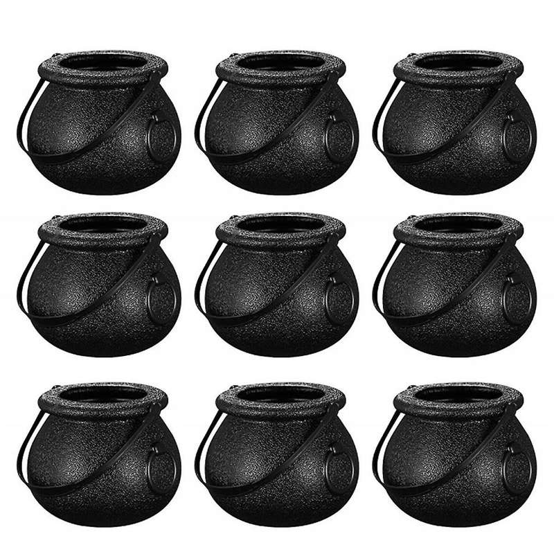 12Pcs Mini Candy Kettles Witch Skeleton Cauldron Holder Pot with Handle for Halloween Easter St 'S D