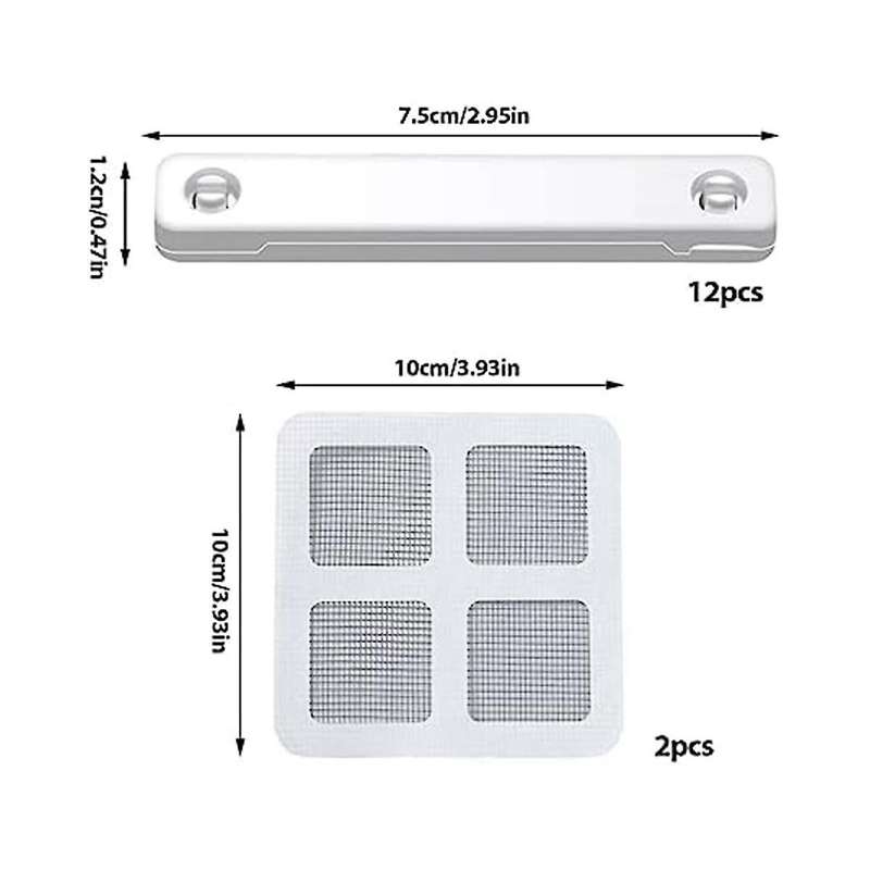 12Pcs Magnetic Screen Installer Self Adhesive Clips, with 2 Window Screen Repair Patch(10cm x 10cm)