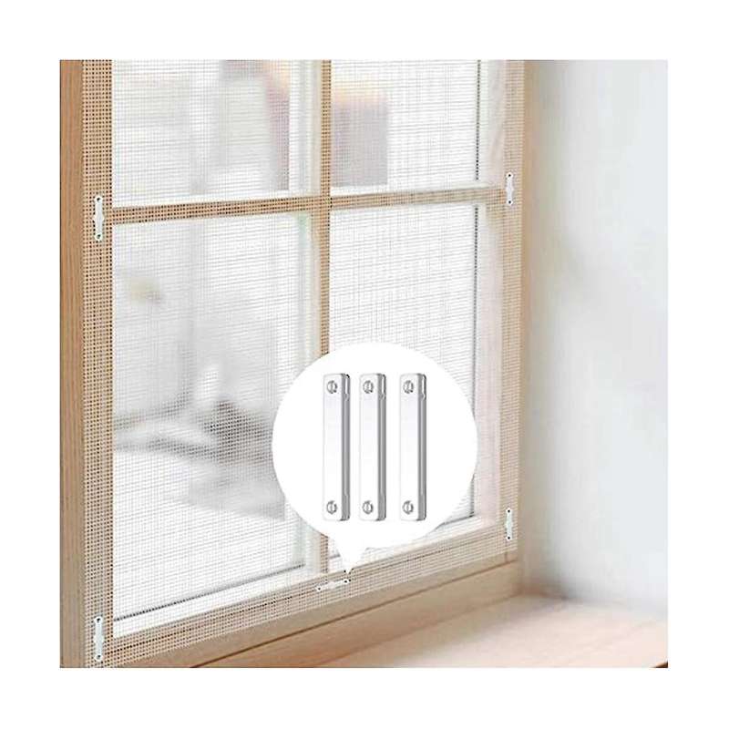 12Pcs Magnetic Screen Installer Self Adhesive Clips, with 2 Window Screen Repair Patch(10cm x 10cm)
