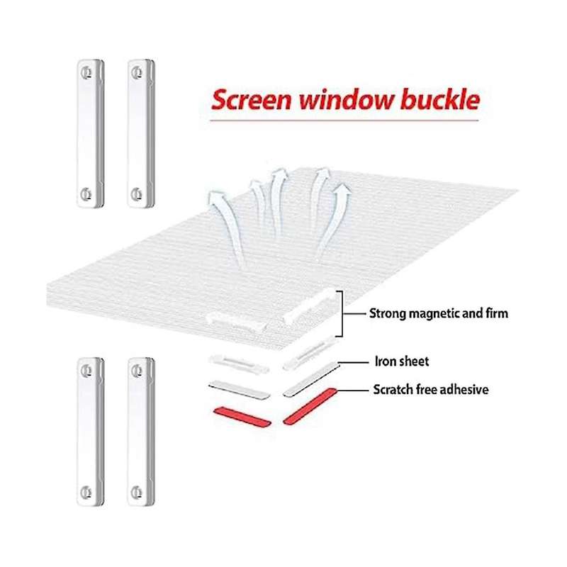 12Pcs Magnetic Screen Installer Self Adhesive Clips, with 2 Window Screen Repair Patch(10cm x 10cm)