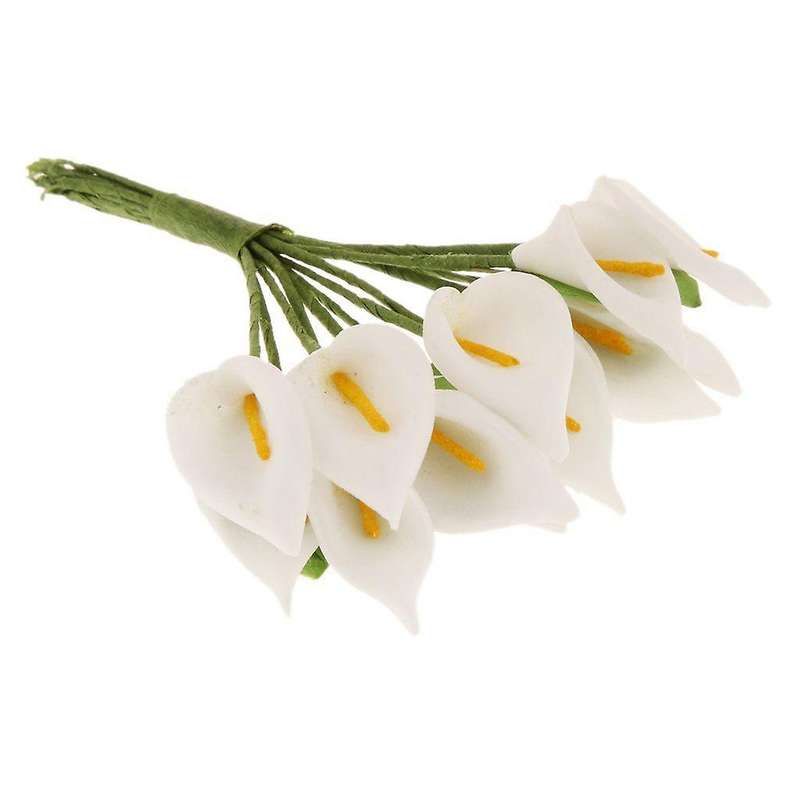 12pcs Mini Calla Artificial Flower Bouquet Wedding Decoration Diy Wreath Gift White