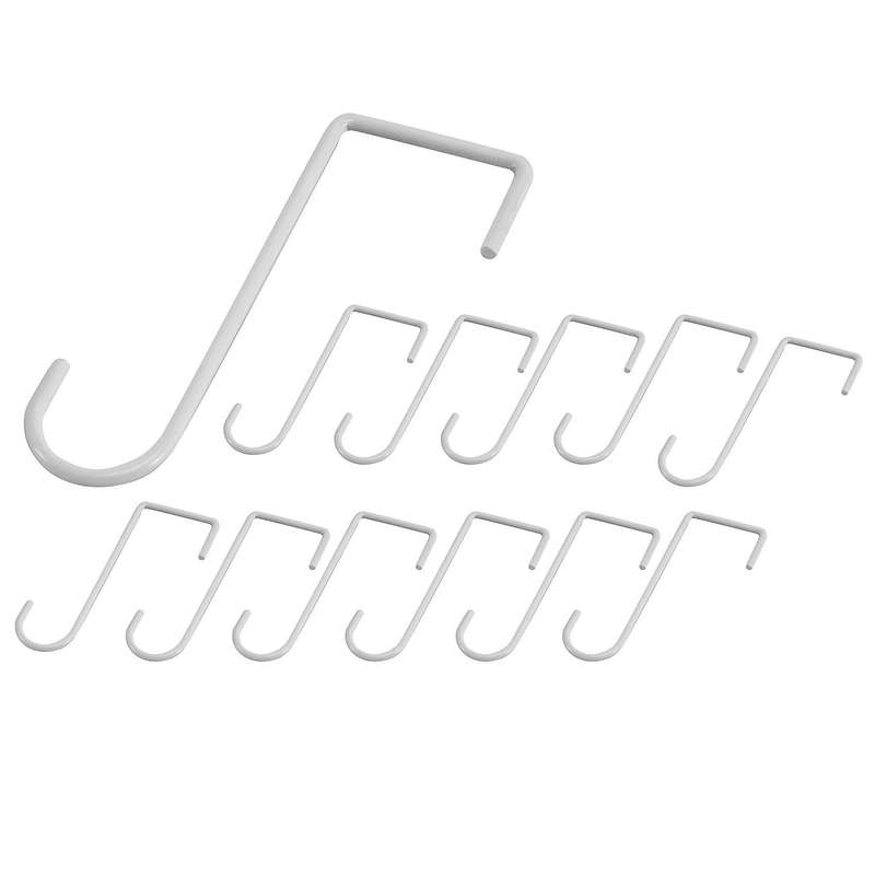 12pcs Metal Fence Hooks, 2x6 Inches Patio Hooks, White Powder Coated Steel Fence Hooks Hangers For