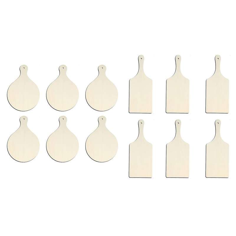 12Pcs Mini Wooden Cutting Boards with Handle Wooden Cutting Board Unfinished Planks Kitchen Cooking