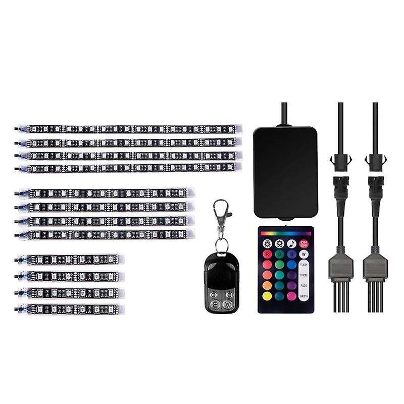 12Pcs Motorcycle LED Light Strips Multi-Color Neon Ground Effect Atmosphere Lights Lamp with Remote