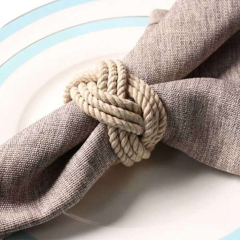 12Pcs Natural Napkin Loop Cord Woven Napkin Buckle Corded Napkin Buckle Waxed Twine Napkin Loop
