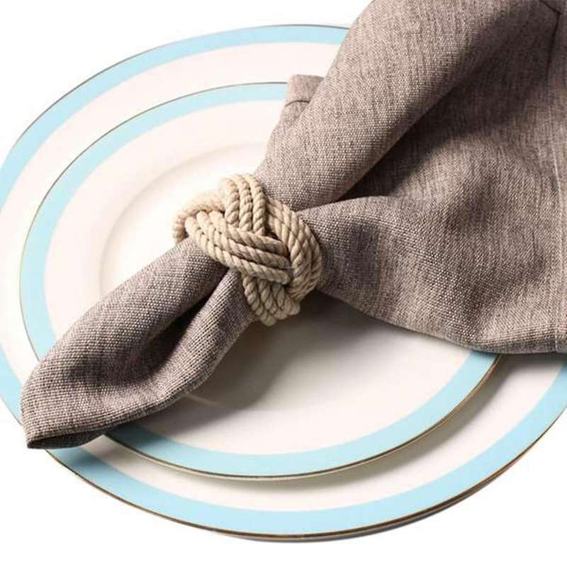 12Pcs Natural Napkin Loop Cord Woven Napkin Buckle Corded Napkin Buckle Waxed Twine Napkin Loop