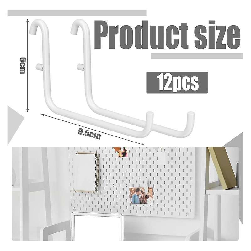 12Pcs Peg Board Hooks, Peg Board Accessories, Long Peg Board Hooks Set Metal Storage Tool Waterproof