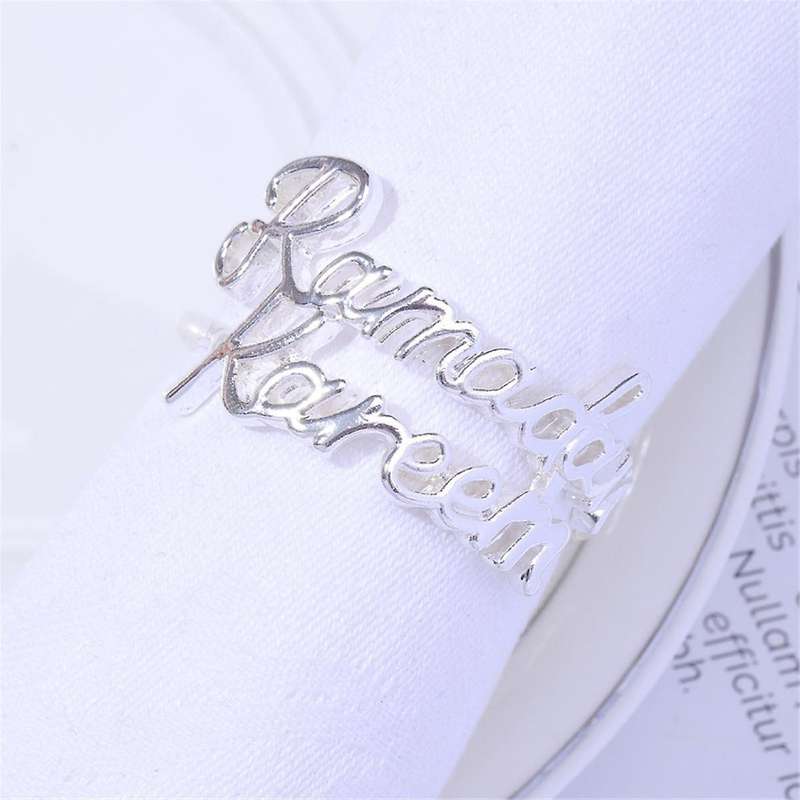 12PCS Ramadan Kareem Napkin Rings Eid Mubarak Muslim Islamic Dinner Table Home Decoration Alloy Napk