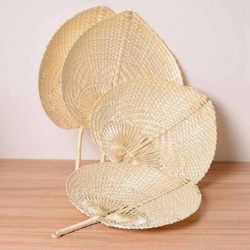 12pcs Pure Handmade Diy Heart Shaped Bamboo Woven Fan Summer Cooling Fan Chinese Style Hand Fan Han