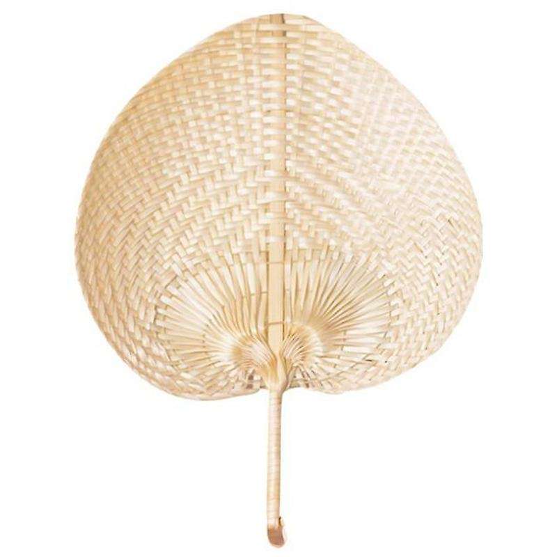 12pcs Pure Handmade Diy Heart Shaped Bamboo Woven Fan Summer Cooling Fan Chinese Style Hand Fan Han