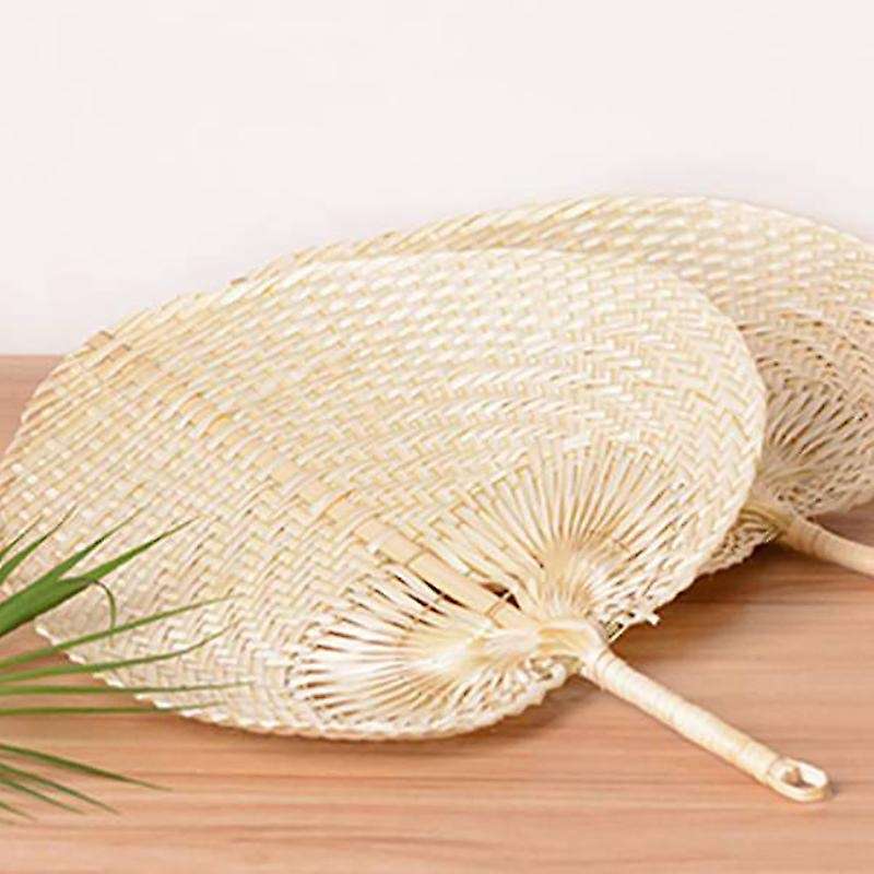 12pcs Pure Handmade Diy Heart Shaped Bamboo Woven Fan Summer Cooling Fan Chinese Style Hand Fan Han