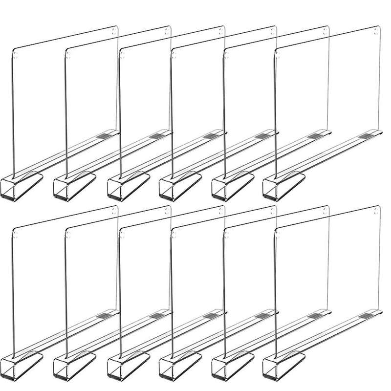 12pcs Shelf Dividers for Closet Organization Shelf Divider for Wooden Shelving, Shelf Organizer for