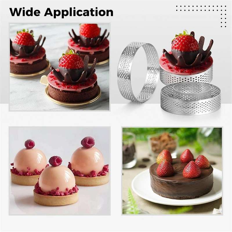 12pcs Round Tart Rings, 1.97in & 3.15in Stainless Steel Tart Rings, Perforated Cake Mousse Rings, Me