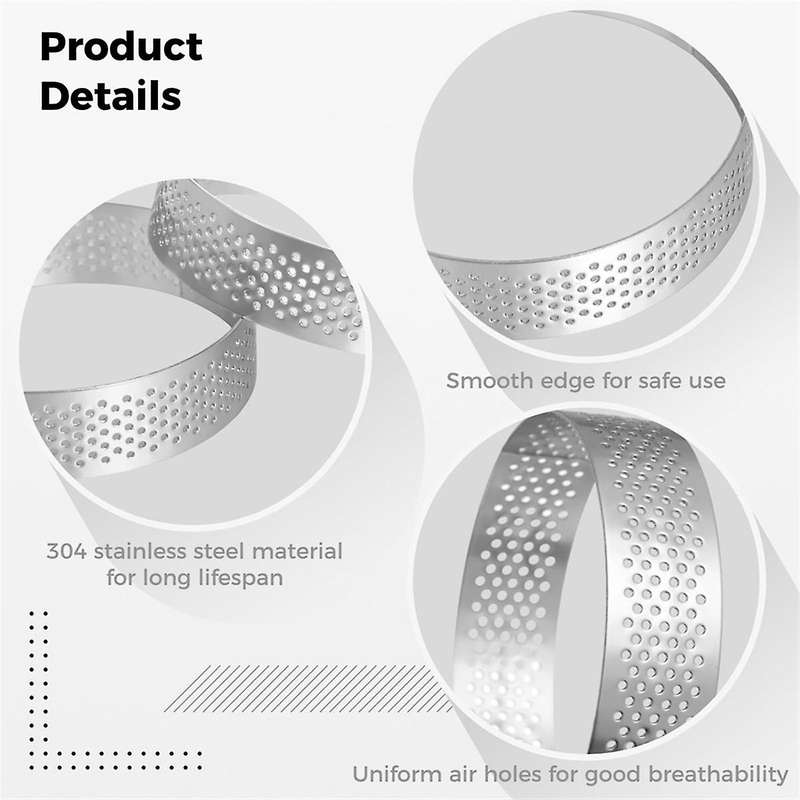 12pcs Round Tart Rings, 1.97in & 3.15in Stainless Steel Tart Rings, Perforated Cake Mousse Rings, Me