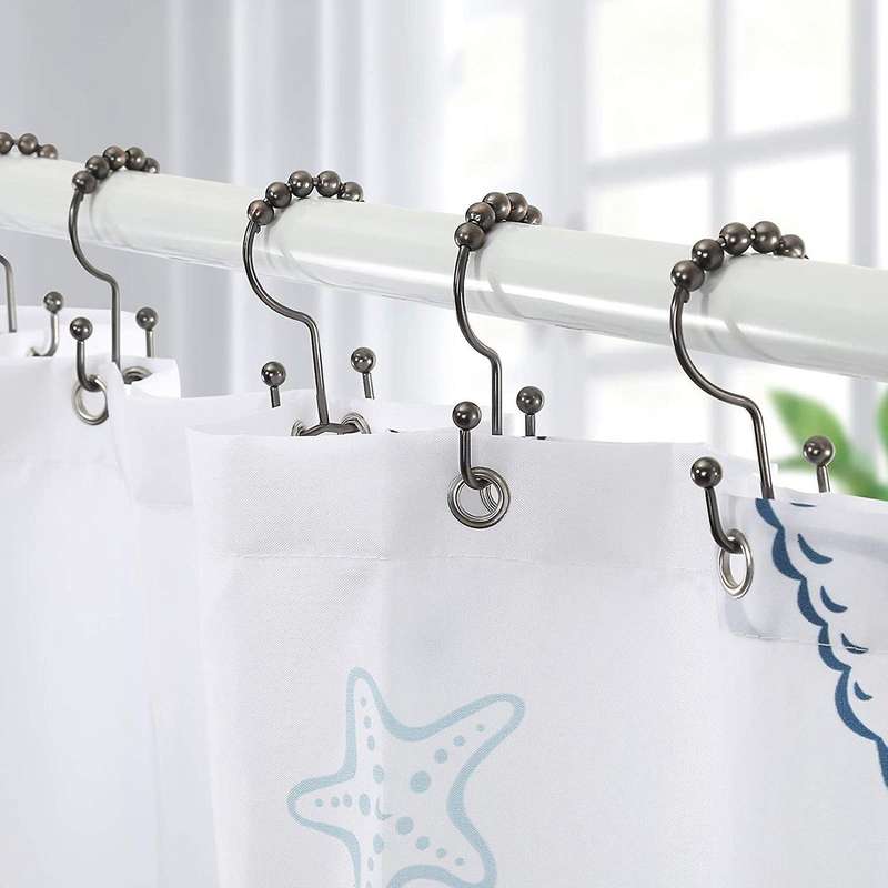 12pcs Shower Curtain Hooks, Stainless Steel Shower Curtain Rings Rust Proof Free Sliding Double Sho