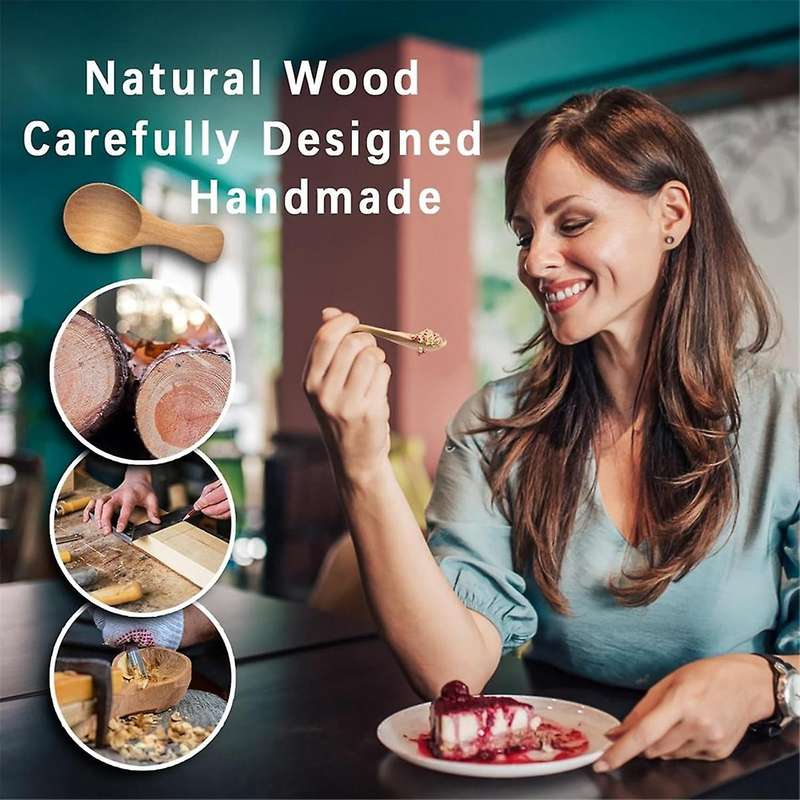 12PCS Small Wooden Spoons, 3.2 Inch Small Wooden Spoons for Jars, Mini Wood Teaspoons for Tiny Coffe