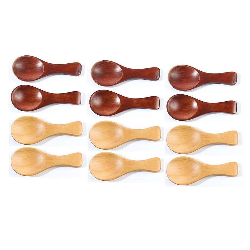 12PCS Small Wooden Spoons, 3.2 Inch Small Wooden Spoons for Jars, Mini Wood Teaspoons for Tiny Coffe