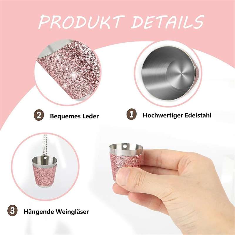 12Pcs Shot Cups Metal for Hanging Shot Glasses Stainless Steel with Chain Shot Glass 30ml Shot Cup f