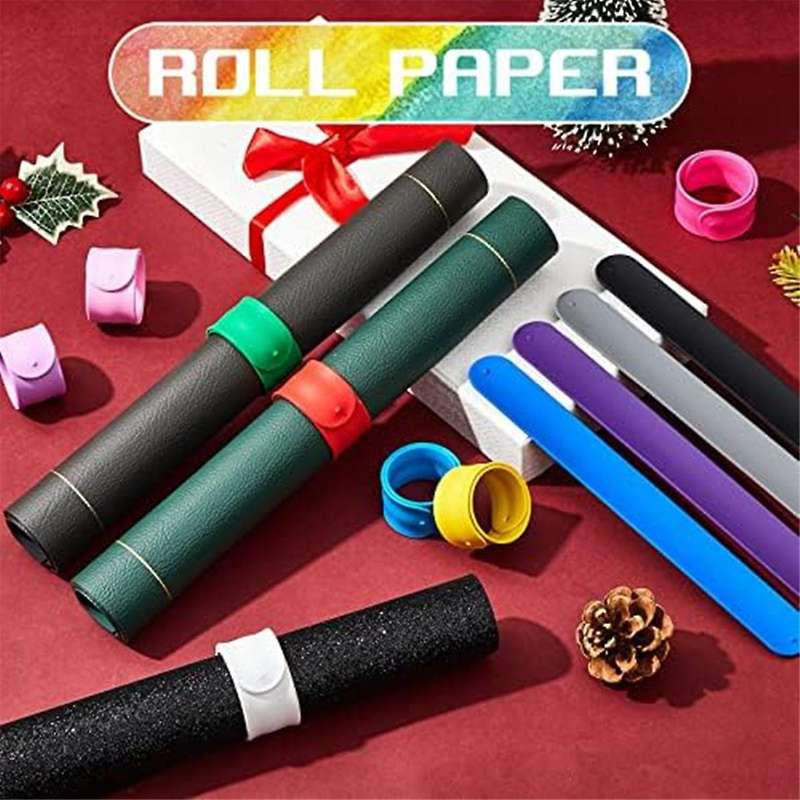 12pcs Silicone Flip Wrapping Paper Holder Poster Holder Paper Roll Holder Stabilizer Slap Bands for