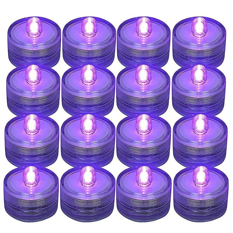 12pcs Submersible Led Light,purple Waterproof Flameless Candle Tea Lights,underwater Battery Operat