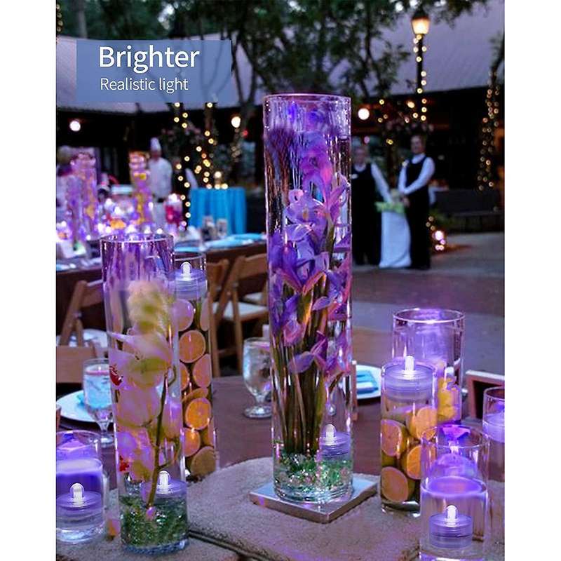 12pcs Submersible Led Light,purple Waterproof Flameless Candle Tea Lights,underwater Battery Operat