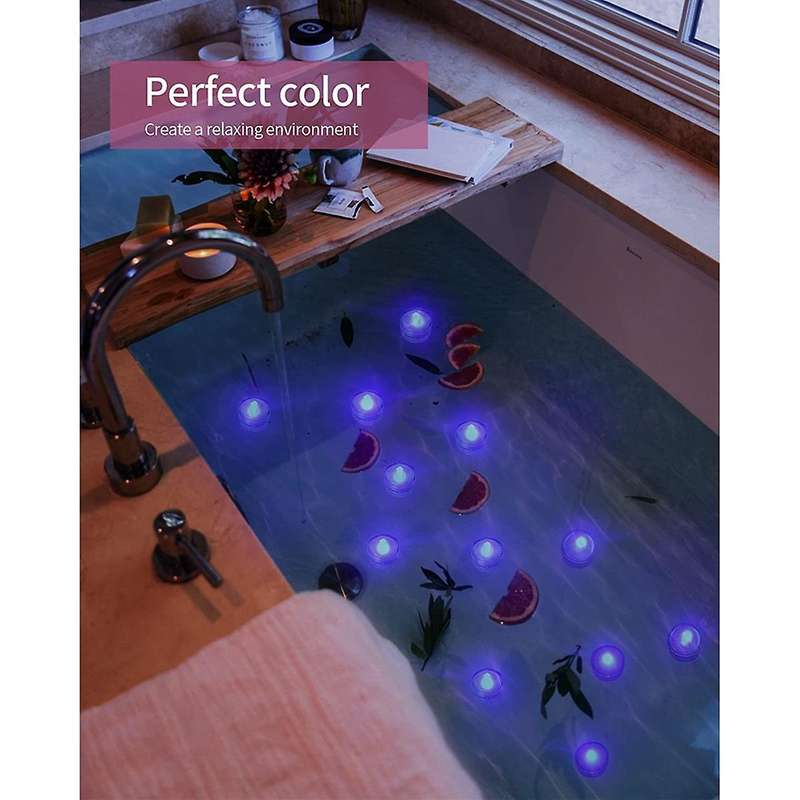 12pcs Submersible Led Light,purple Waterproof Flameless Candle Tea Lights,underwater Battery Operat