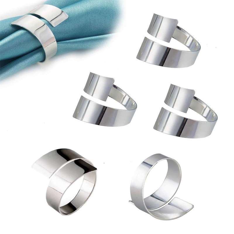 12pcs Steel Color Metal Table Decor Napkin Ring Holder Spring for Wedding Setting, Easter Dinner, '