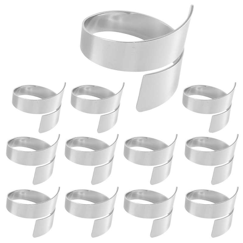 12pcs Steel Color Metal Table Decor Napkin Ring Holder Spring for Wedding Setting, Easter Dinner, '