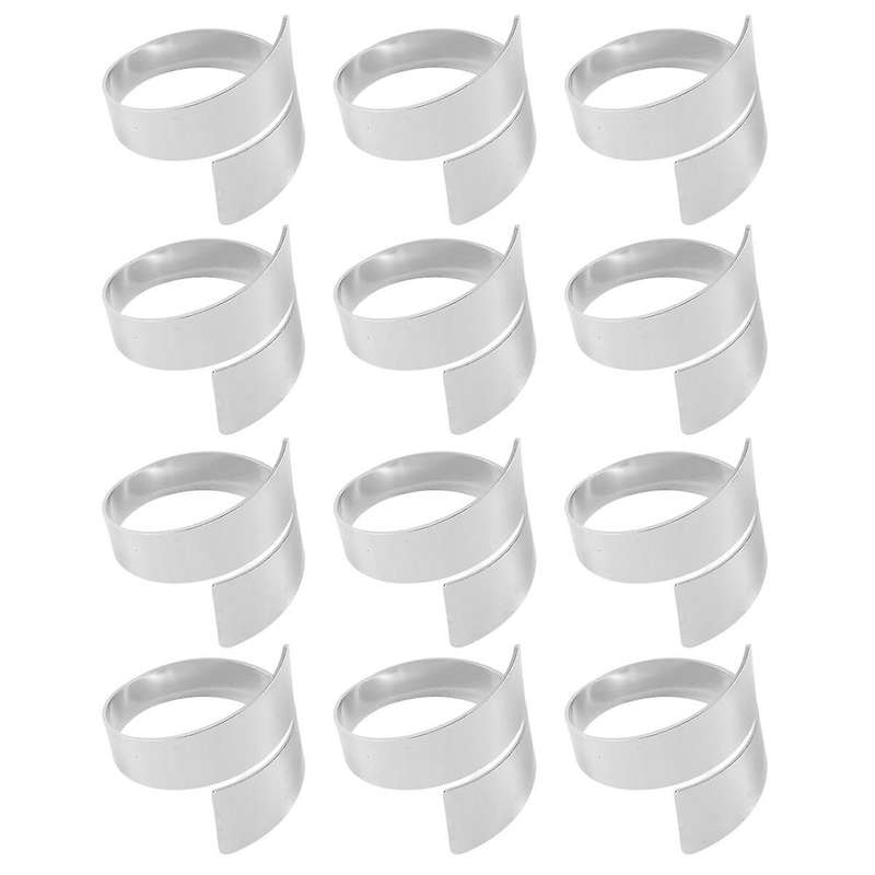 12pcs Steel Color Metal Table Decor Napkin Ring Holder Spring for Wedding Setting, Easter Dinner, '