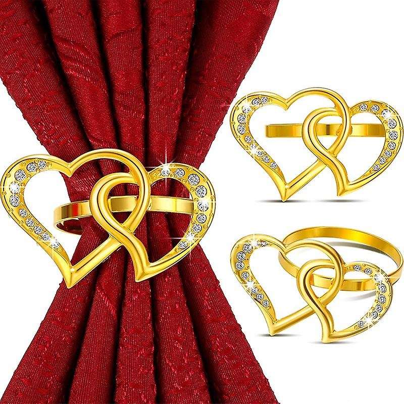 12pcs Valentine Napkin Ring Buckle Holder Heart Love Napkin Ring Double Heart Napkin Rings Metal Na